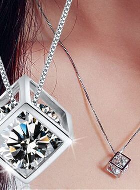 情人节礼物 追女友神器 魔方吊坠方形夺爱情侣窗网红恋爱表白项链