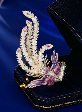 复古中国风礼服旗袍配饰胸花女秋冬外套大衣装饰奢华高档凤凰胸针