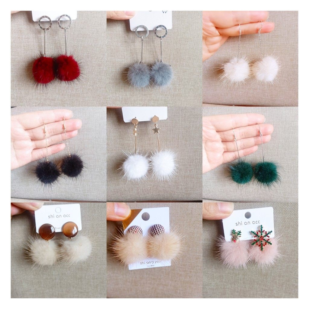 秋冬款毛球耳环酒红色红色米色真水貂毛毛球耳钉超仙毛绒耳饰,饰品/流行首饰/时尚饰品新,耳环,淘宝优惠券,粉丝福利购,淘宝优惠卷