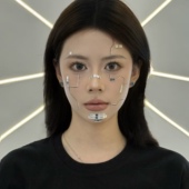 机器人装 扮机械未来感AI科技感妆容银色镜面脸贴金属感贴脸配饰品