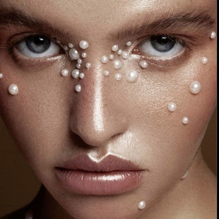 创意妆珍珠花钿眉心贴额头脸贴汉服妆容饰品古风唯美贴钻美甲贴片