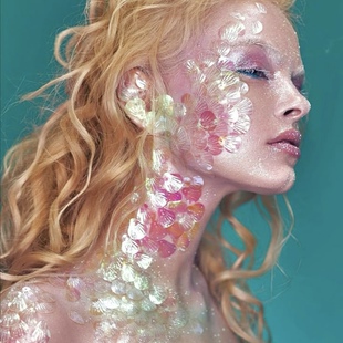 美人鱼鳞片龙鳞纹身贴模板面部绘画创意海洋妆容道具海的女儿仿妆