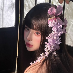 超仙紫色铃兰花流苏发夹新中式新娘头饰森系花朵发饰古风汉服配饰