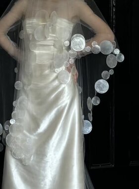 新娘高级感贝壳贝母个性唯美头纱复古头饰婚森系婚纱摄影影楼配饰