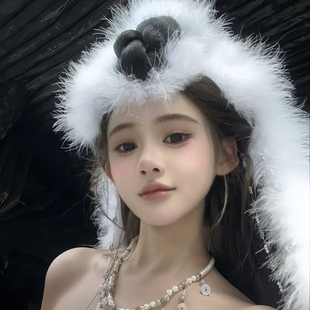 新款妲己锦毛鼠古风头饰道具狐狸汉服白狐影楼cos小唯发饰饰品