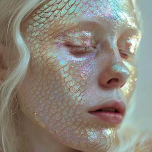 美人鱼鳞片龙鳞纹身贴模板面部绘画创意妆海的女儿海洋妆容道具