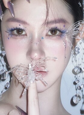 韩式透明蝴蝶边夹新娘流苏头饰发夹套装超仙婚礼礼服配饰拍照饰品