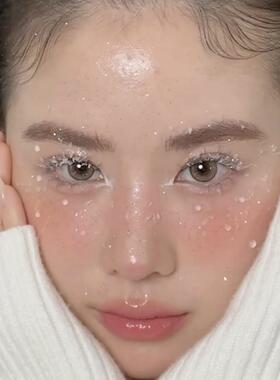 仿真雪花冰块碎圣诞妆容脸部贴片冬日冻伤创意妆贴脸饰品白色雪片