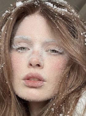 圣诞节冰雪妆容仿真雪花道具冰块碎脸部贴片冬日创意妆白色雪片