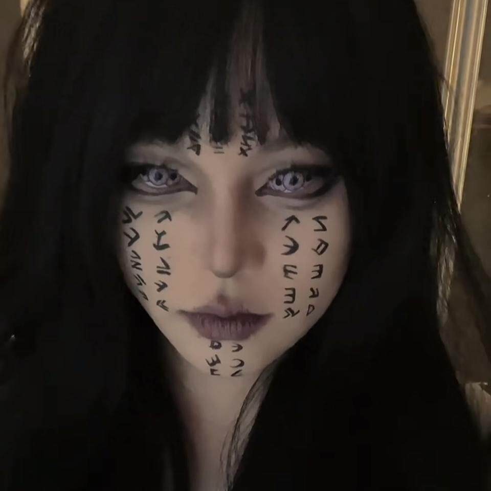 沙丘贴纸万圣节木乃伊女脸上符号文字恐怖cos伤疤纹身贴防水逼真