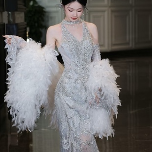 婚纱配饰晚礼服披风羽毛披肩纱白色天使写真拍摄道具走秀表演饰品