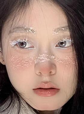 2024圣诞妆容仿真雪花冰块碎脸部贴片冻伤创意妆贴脸饰品白色雪片