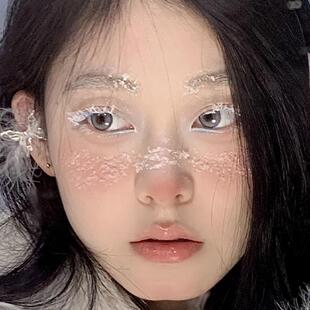 2024圣诞妆容仿真雪花冰块碎脸部贴片冻伤创意妆贴脸饰品白色雪片