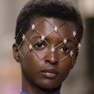 镂空网格水钻花花吊坠手作眼罩面具弹力款赛博朋克哥特亚文化配饰