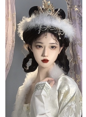 毛条头饰毛绒嫦娥玉兔