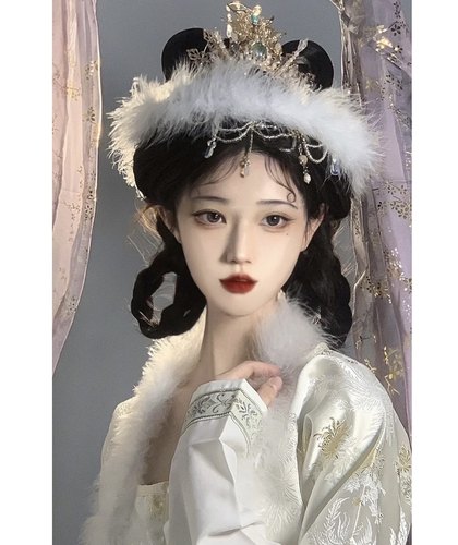 毛条头饰毛绒嫦娥玉兔