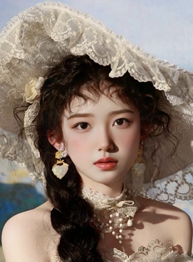 洛丽塔新娘婚礼帽子影楼样片拍摄复古造型摄影道具白色蕾丝礼帽