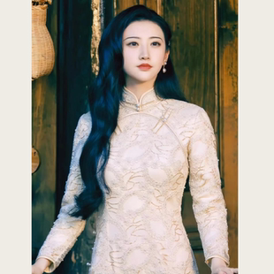 司藤景甜同款短袖蕾丝旗袍女敬酒服新娘订婚礼服改良连衣裙年轻款