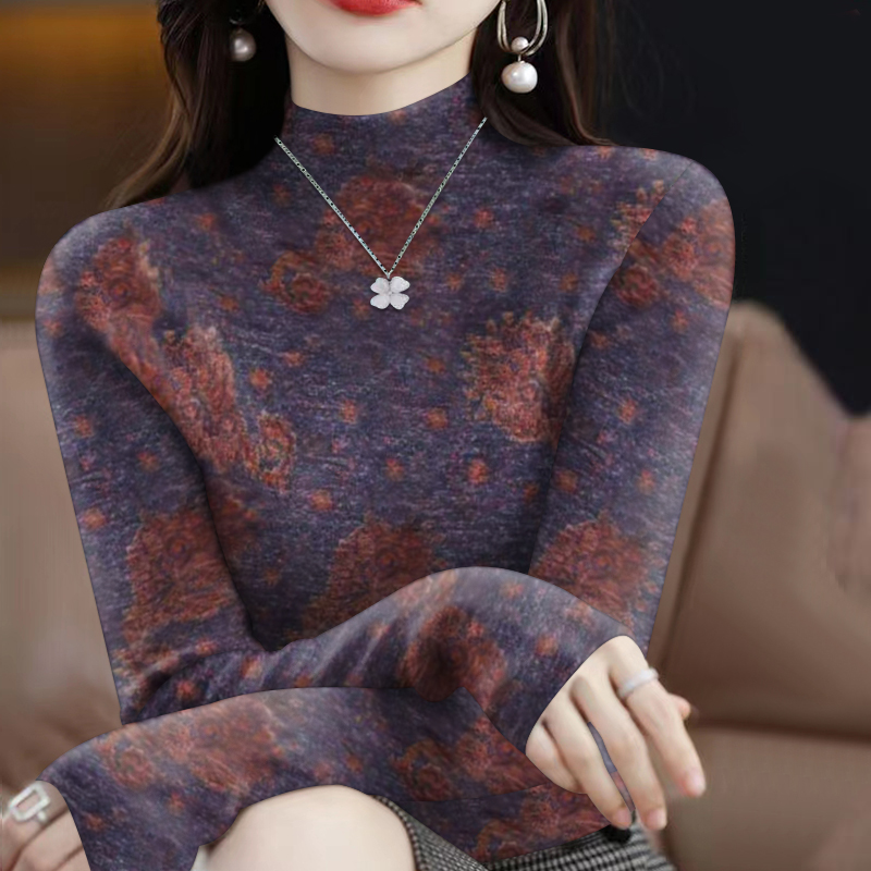 清仓捡漏~打底衫2025新款半高领时尚洋气春秋款长袖妈妈装上衣女