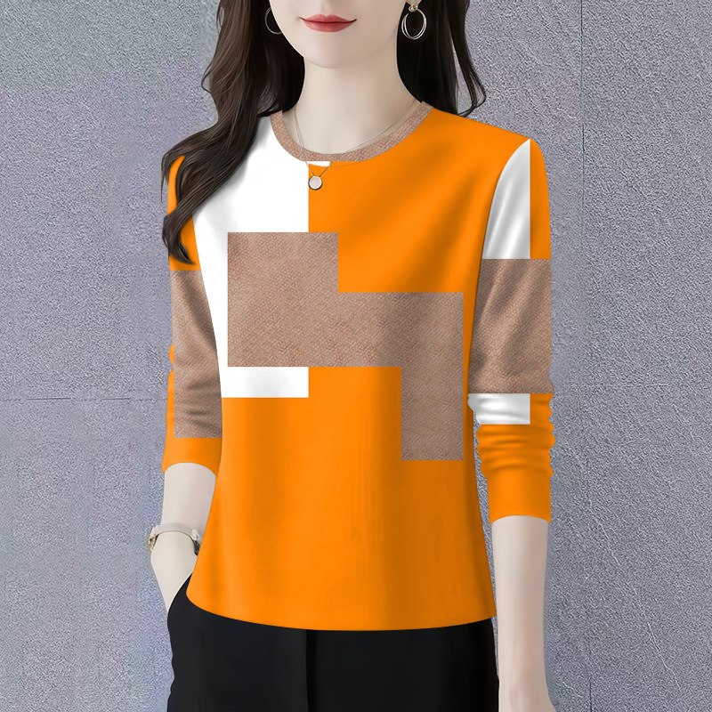 2026春秋新款妈妈装长袖圆领打底衫洋气减龄遮肚显瘦T恤女上衣潮