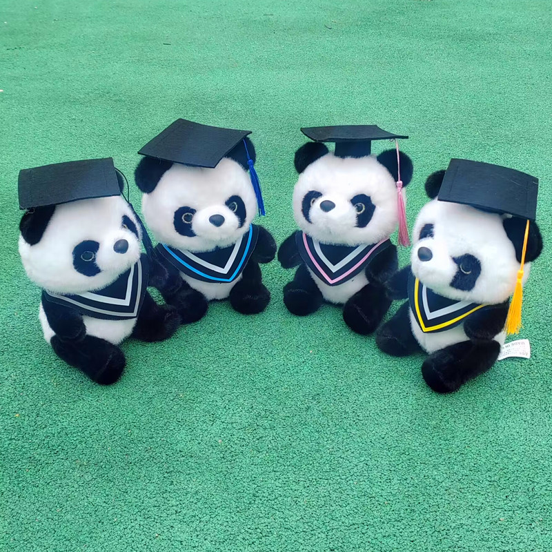 学士硕士博士服熊猫毛绒玩具毕业熊公仔布娃娃玩偶大学送同学礼物