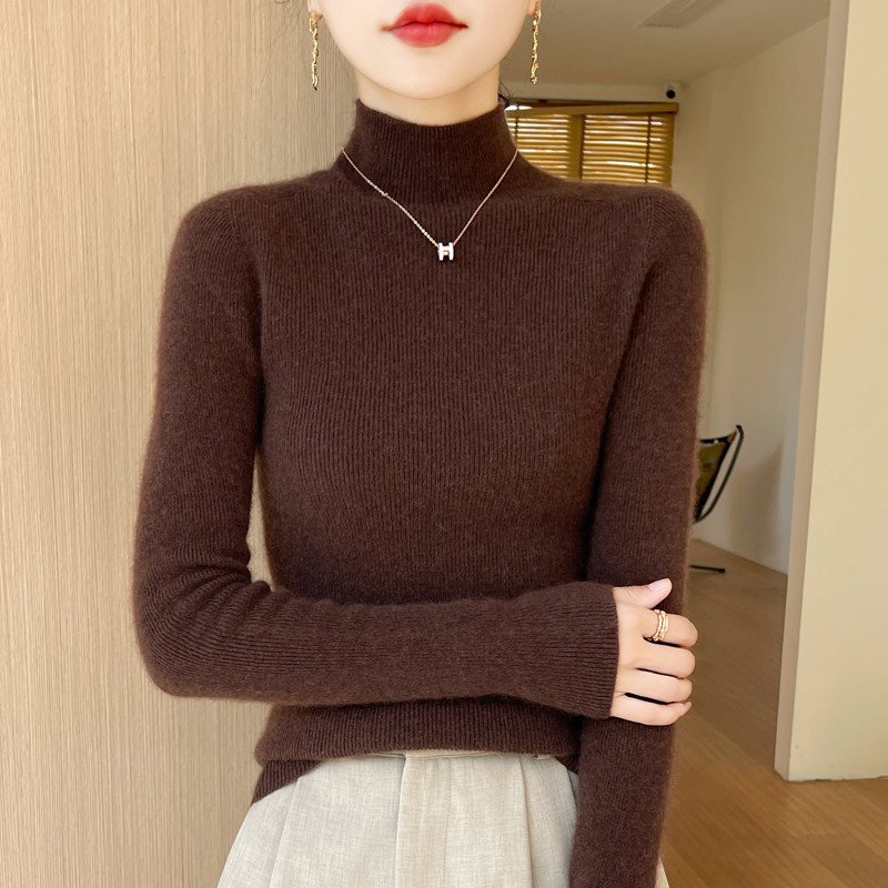 一线成衣无缝半高领打底衫女修身内搭中领毛衣紧身显瘦长袖针织衫