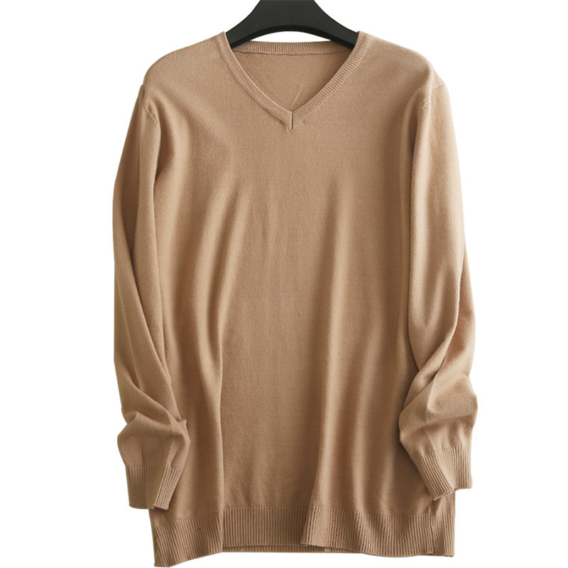 2023 SPRING AND AUTUMN NEW MENS THIN V-NECK PULLOVER CASHMERE KNITTED LOOSE V-NECK CARDIGAN SOLID COLOR BOTTOM SWEATER