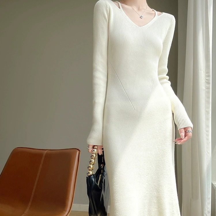 法式针织连衣裙女秋冬2025新款气质修身显瘦内搭打底毛衣裙子长款,女装/女士精品,连衣裙,淘宝优惠券,粉丝福利购,淘宝优惠卷
