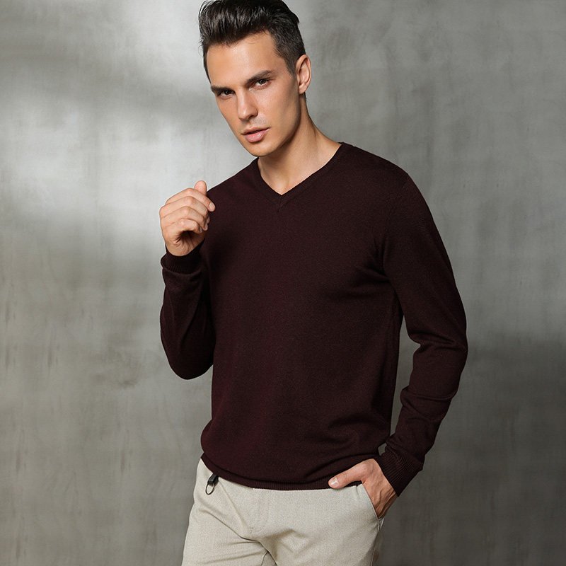 2023 SPRING AND AUTUMN NEW MENS THIN V-NECK PULLOVER CASHMERE KNITTED LOOSE V-NECK CARDIGAN SOLID COLOR BOTTOM SWEATER