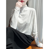 新中式 洋气民族风上衣 高领内搭打底衫 国风刺绣长袖 T恤女秋冬新款