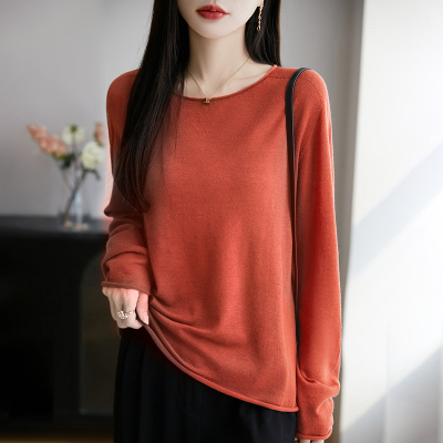 百搭超薄针织衫女卷边