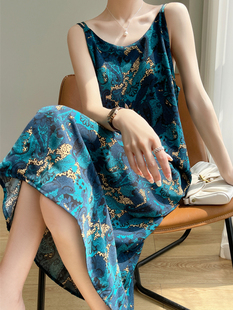 2025夏季 桑蚕丝真丝连衣裙醋酸缎面女双吊带裙子宽松显瘦长裙 新款