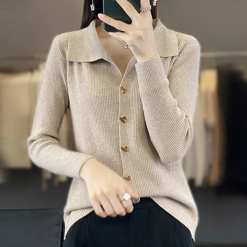 POLO领开衫女修身长袖