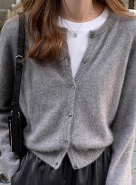 外贸原单意大利女装薄款外单出口欧货羊绒针织开衫女毛衣外