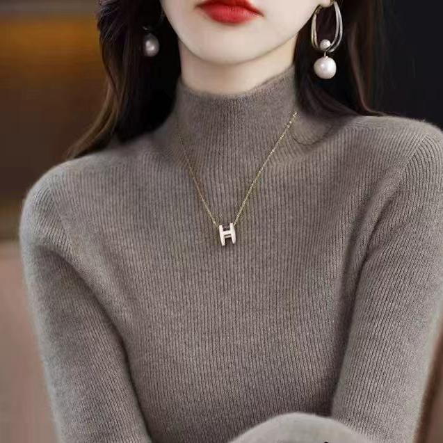 断码清仓2025针织衫女秋冬新款半高领毛衣修身内搭纯色打底衫加厚