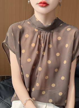 新中式波点短袖上衣女夏季卡