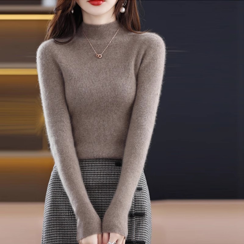 配大衣超好看的半高领毛衣女秋冬内搭2025新款紧身针织洋气打底衫