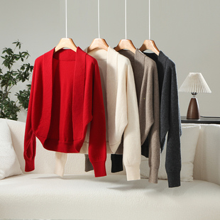 100%纯羊毛披肩外搭女秋冬款针织开衫毛衣配裙子旗袍罩衫斗篷外套