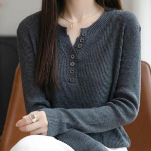 长袖 法式 秋冬高级感内搭打底衫 女2025新款 上衣潮 轻奢半开领针织衫