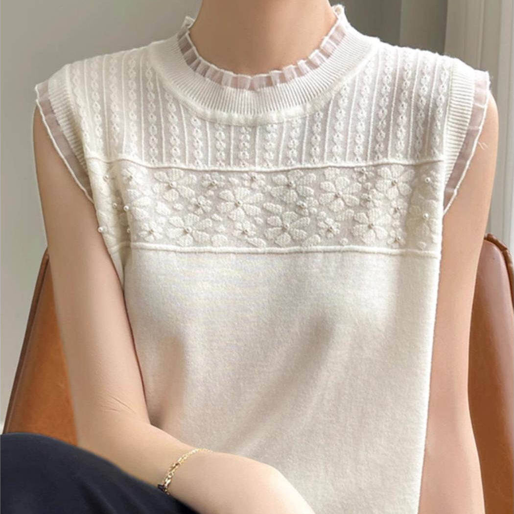 蕾丝花边时尚木耳边夏外穿背心女小香风无袖针织t恤女内搭打底衫,女装/女士精品,背心吊带,淘宝优惠券,粉丝福利购,淘宝优惠卷