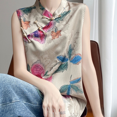夏季立领国风新中式盘扣无袖