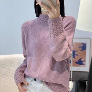欧货新款 毛衣 定制加厚彩点蜜熊绒花纱显瘦减龄百搭高领羊毛针织衫