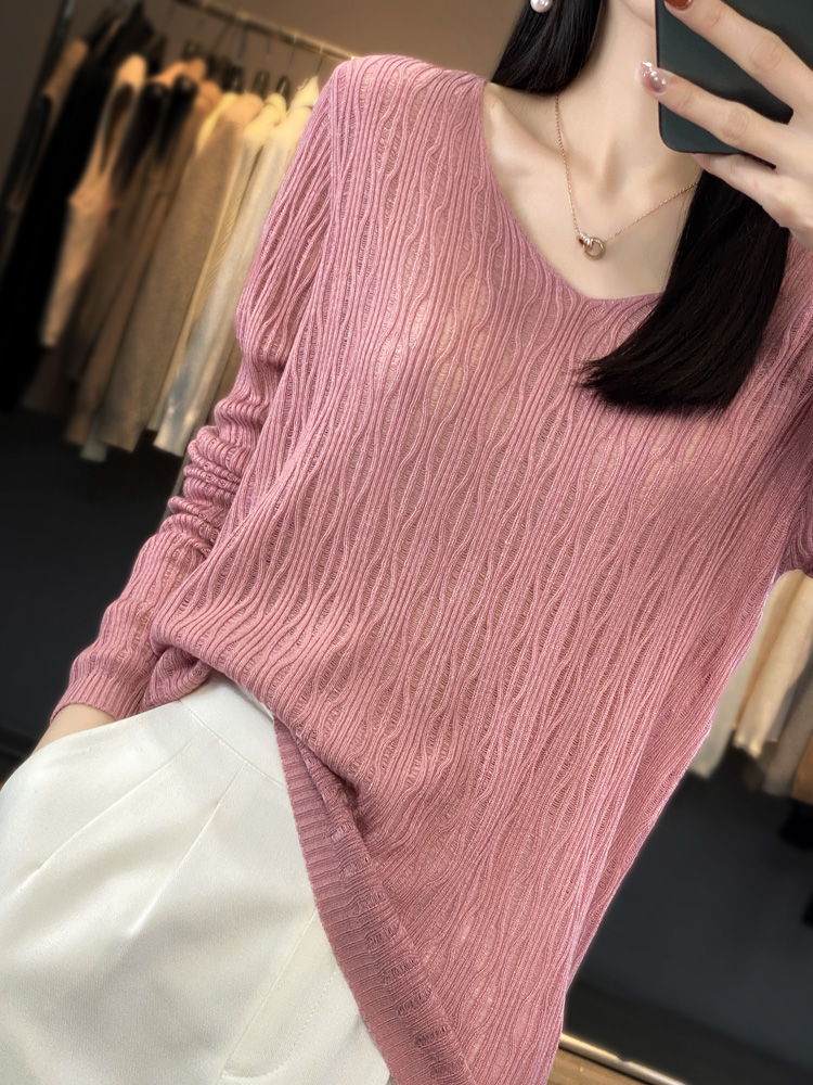 2025春季新款洋气V领薄款