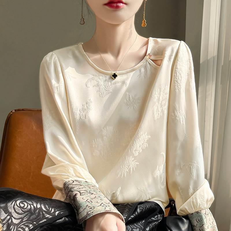 新中式国风圆领拼接刺绣袖口设计上衣女士春夏季轻奢高端大气上衣