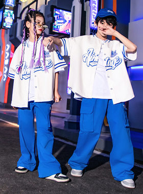 街舞儿童潮服棒球服外套夏套装hiphop男童嘻哈炸街爵士舞女演出服