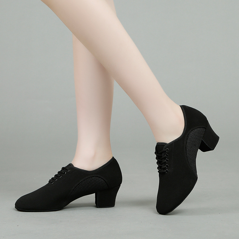 牛津布脚心网广场舞拉丁摩登舞探戈狐步快步华尔兹中跟团体舞蹈鞋