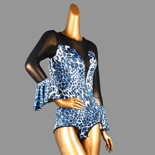 拉丁舞服装形体上衣女新款国标舞摩登上装跳舞练功服成人喇叭长袖