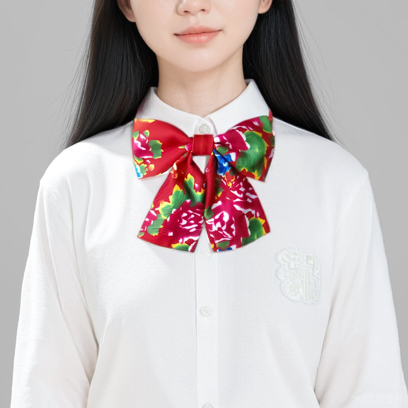 东北花领结领带jk牡丹芍药治郁良方红绿粉黑色原创二玫瑰潮流百搭