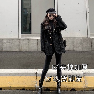 法式复古波点小个子毛呢西装外套加厚女秋冬装小香风赫本呢子大衣