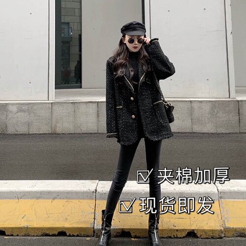 小香风法式复古波点呢子西装外套